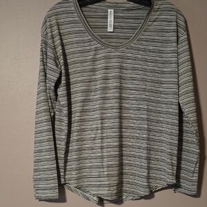 Athleta Striped Long Sleeve Top - Black and White